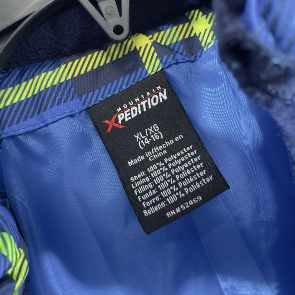 Mountain Xpedition Boys Coat Jacket Blue Plaid Puffer Size XL 14/16 - Picture 3 of 6